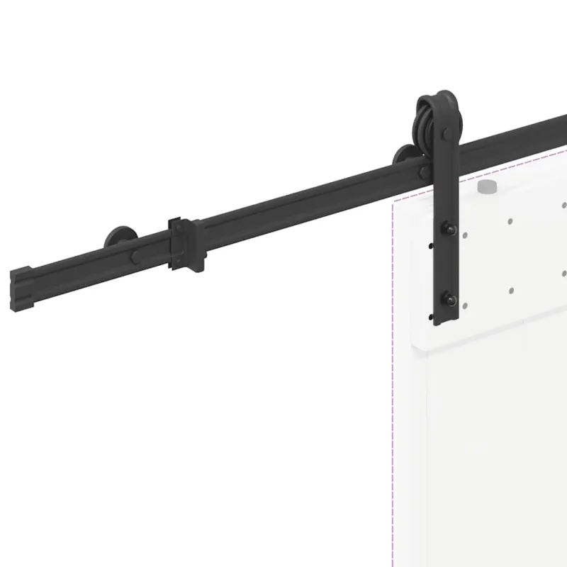 Stumdomų durų įrangos rinkinys, juodos spalvos, 183cm, plienas