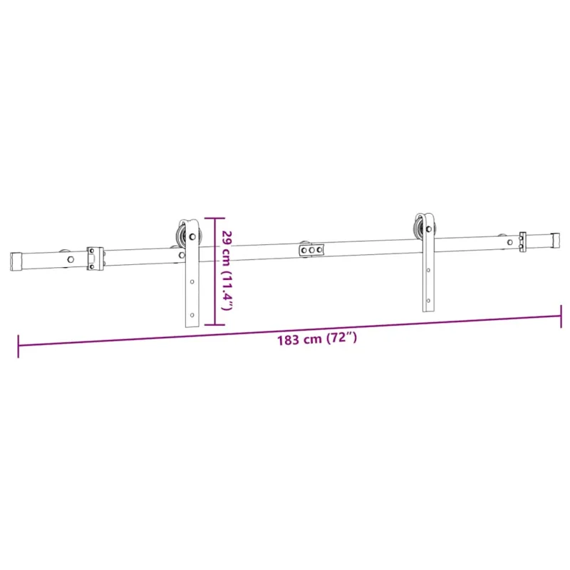 Stumdomų durų įrangos rinkinys, juodos spalvos, 183cm, plienas