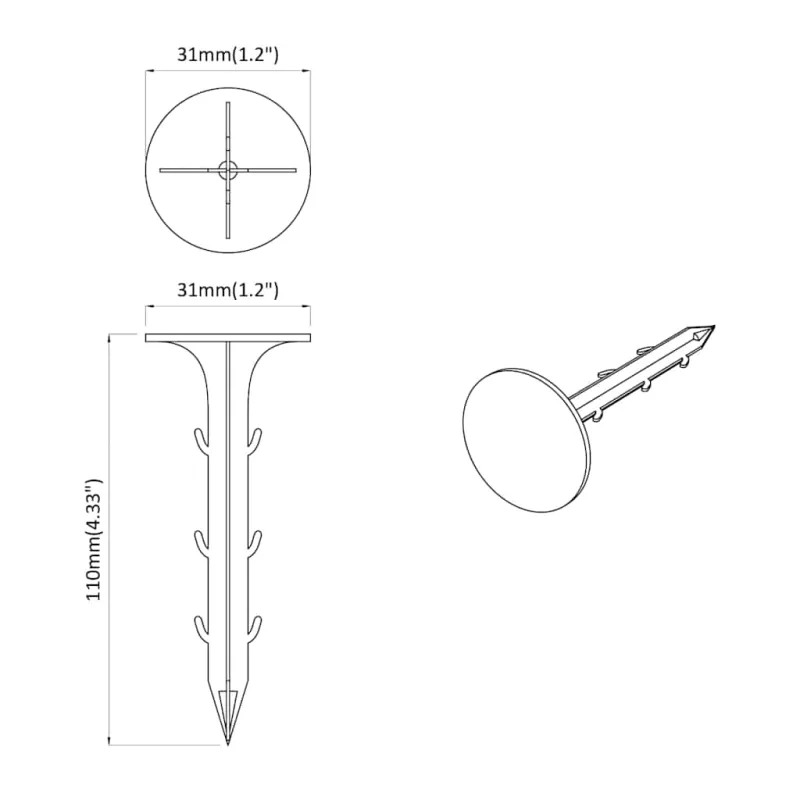 Žemės kuolai 100 pcs Juoda Ø3 x 11 cm Plastmasė