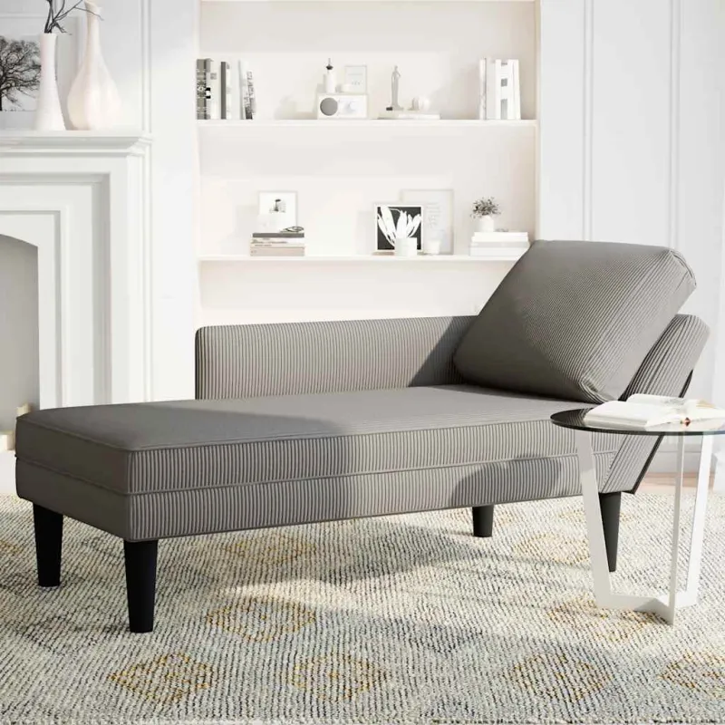 Chaise Lounge su pagalvės šviesiai pilku velveto audiniu