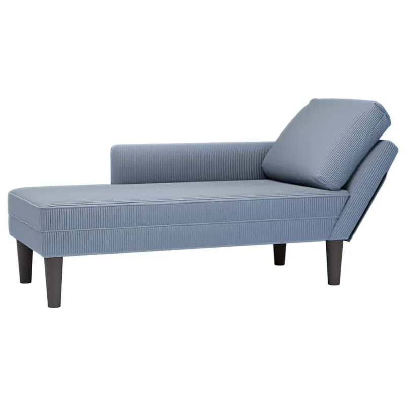 Chaise Lounge su pagalvės mėlynu velveto audiniu