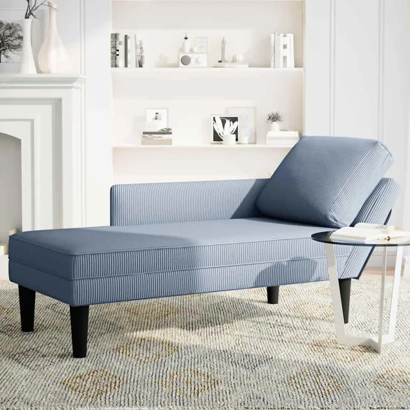 Chaise Lounge su pagalvės mėlynu velveto audiniu