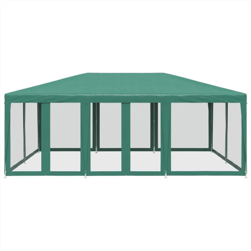 Proginė palapinė su 10 tinklinėmis sienomis, žalia, 6x4m, HDPE