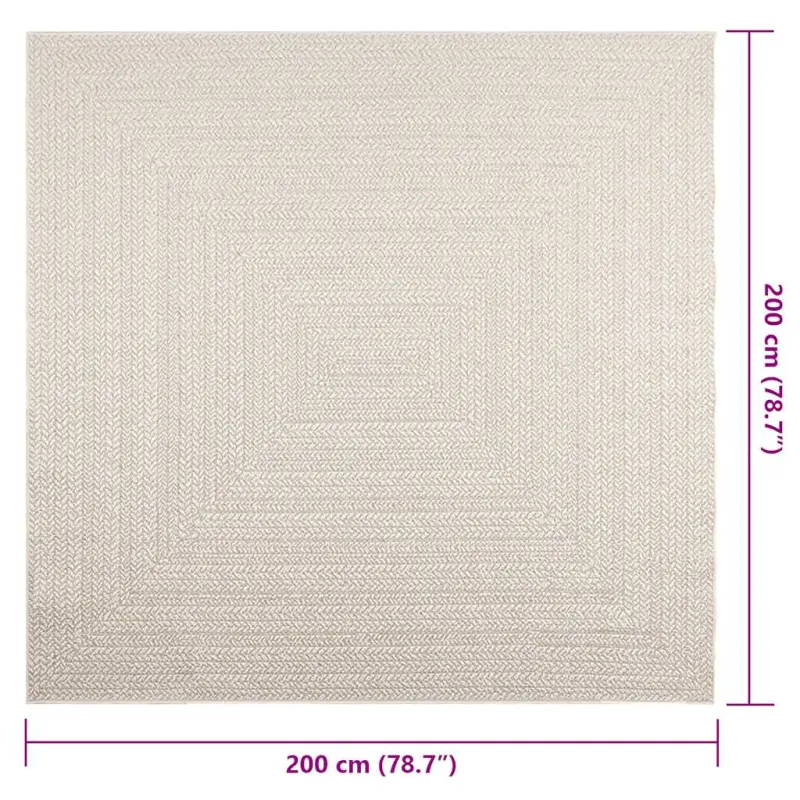 Kilimas ZIZUR, 200x200 cm, džiuto imitacija, vidaus ir lauko