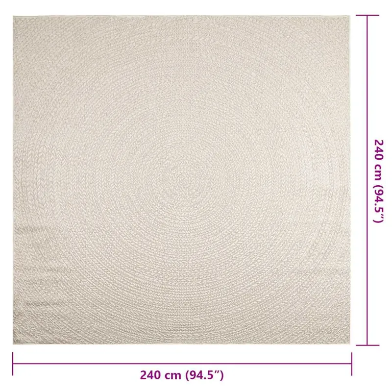 Kilimas ZIZUR, 240x240 cm, džiuto imitacija, vidaus ir lauko