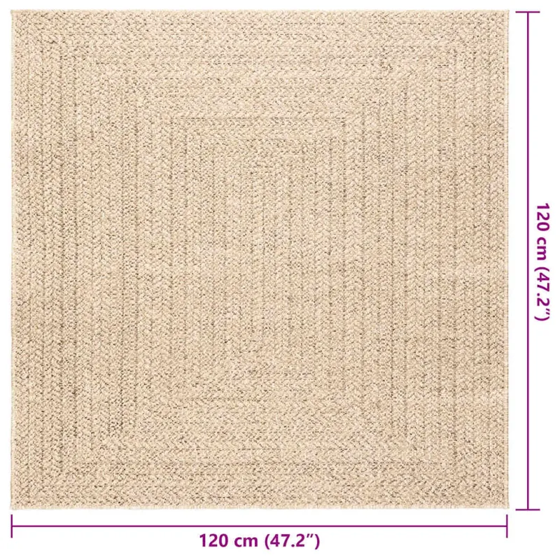 Kilimas ZIZUR, 120x120 cm, džiuto imitacija, vidaus ir lauko