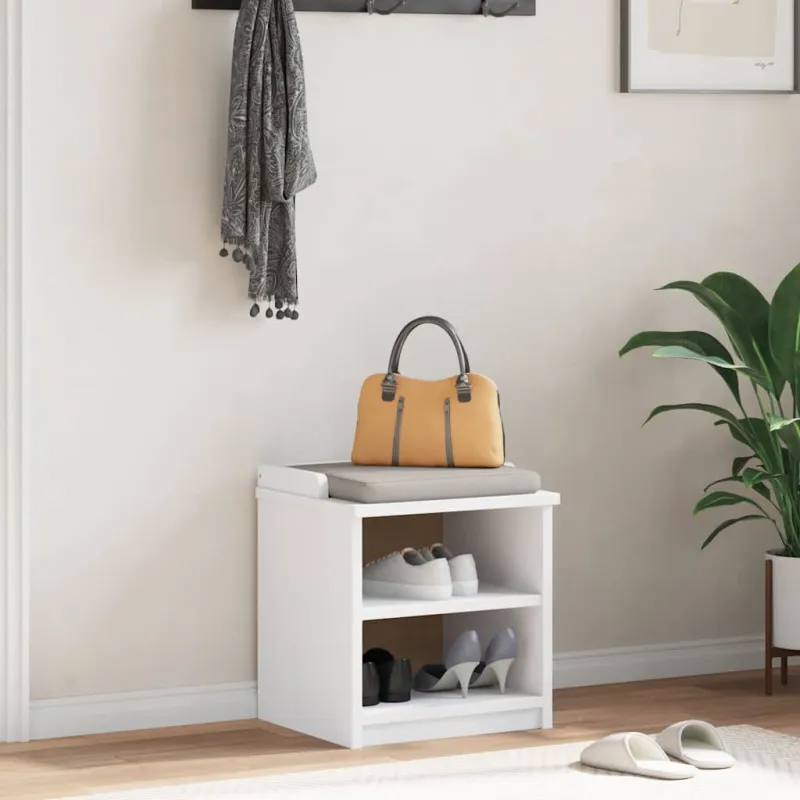 Prieškambario suoliukas SANDNES baltas 45x40x50 pušies masyvo