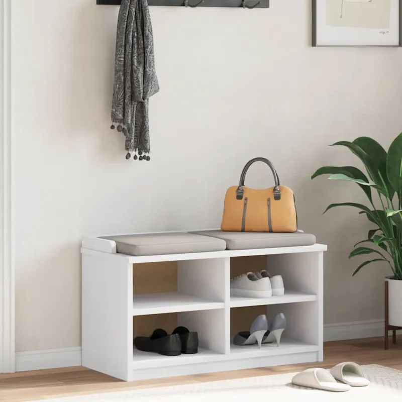 Prieškambario suoliukas SANDNES baltas 87x40x50 pušies masyvo