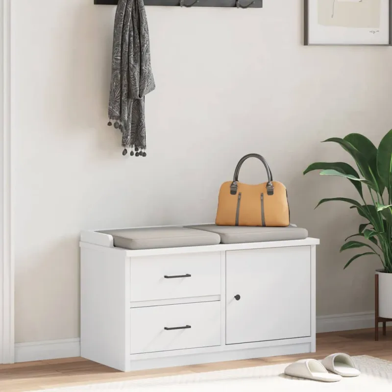 Prieškambario suoliukas SANDNES baltas 87x40x50 pušies masyvo