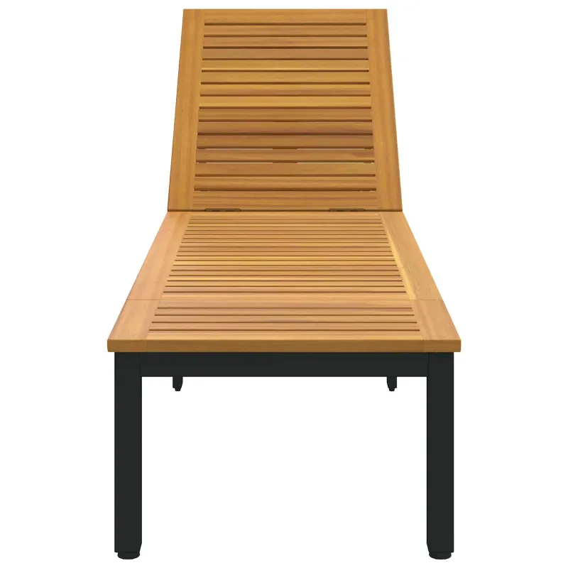 Saulės gultas Juoda 200 x 55 x 35 cm Kietos akacijos mediena