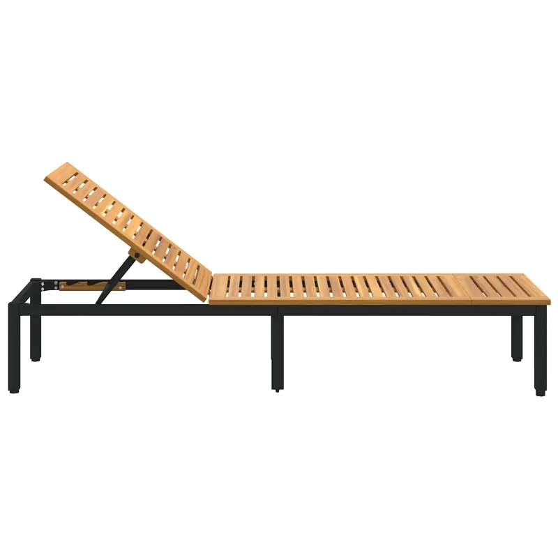 Saulės gultas Juoda 200 x 55 x 35 cm Kietos akacijos mediena