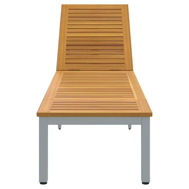 Saulės gultas Pilka 200 x 55 x 35 cm Kietos akacijos mediena