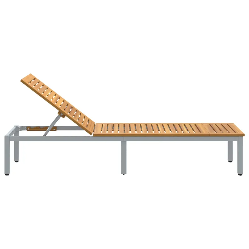 Saulės gultas Pilka 200 x 55 x 35 cm Kietos akacijos mediena