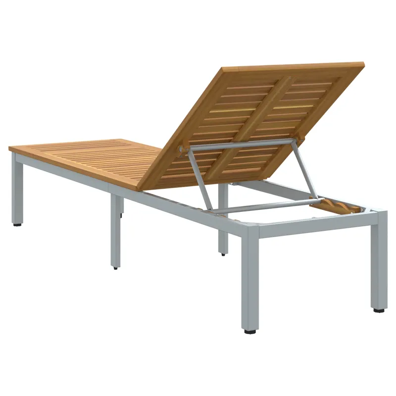 Saulės gultas Pilka 200 x 55 x 35 cm Kietos akacijos mediena