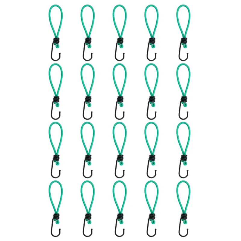Bungee virvelės su kabliukais, 20vnt., 15cm