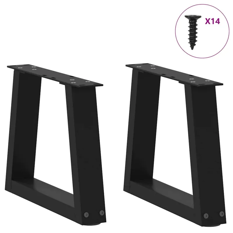 Kavos staliuko kojelės, V formos, 2 vnt., juodos, 40x(30-31,3) cm, plienas