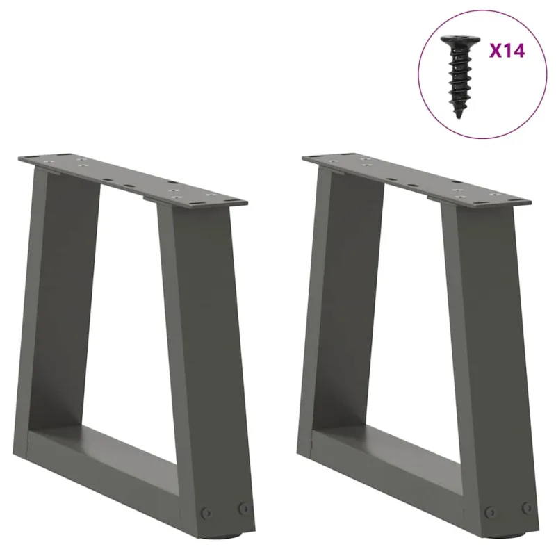 Kavos staliuko kojelės, V formos, 2 vnt., antracito spalvos, 40x(30-31,3) cm, plienas