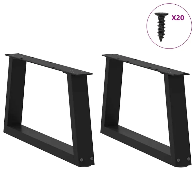 Kavos staliuko kojelės, V formos, 2 vnt., juodos, 50x(30-31,3) cm, plienas
