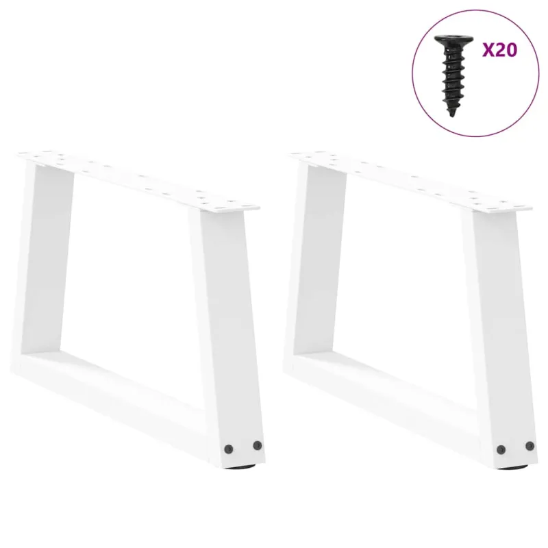 Kavos staliuko kojelės, V formos, 2 vnt., baltos, 50x(30-31,3) cm, plienas