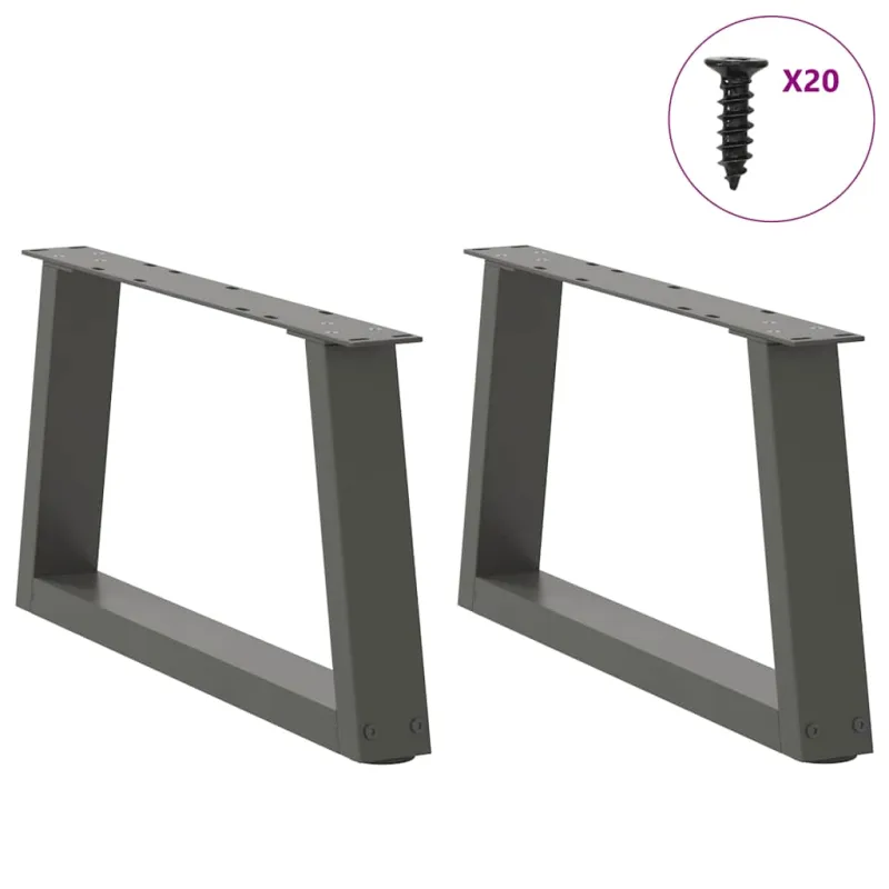 Kavos staliuko kojelės, V formos, 2 vnt., antracito spalvos, 50x(30-31,3) cm, plienas