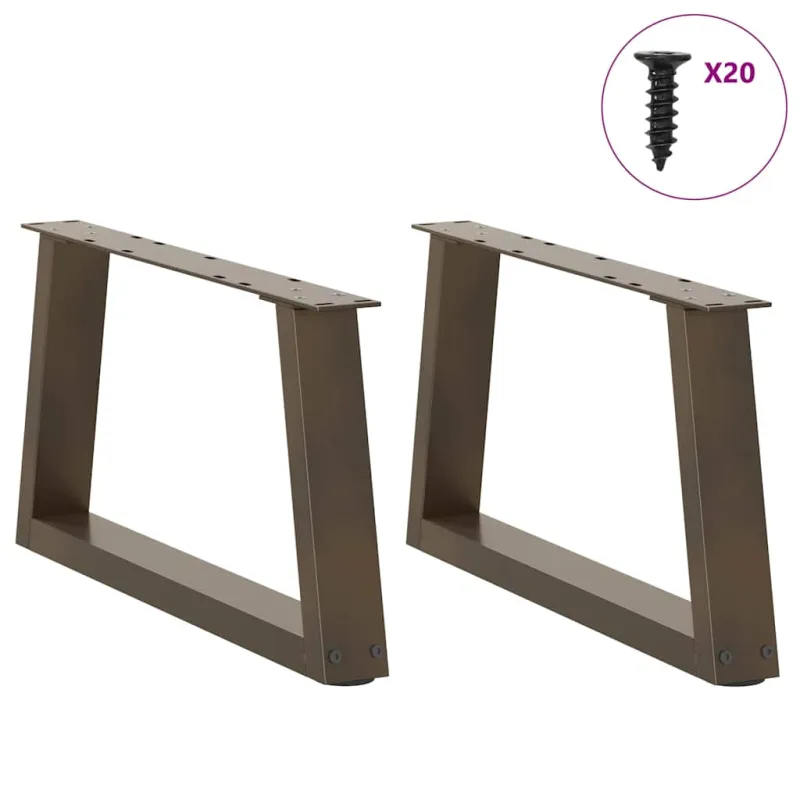 Kavos staliuko kojelės, V formos, 2 vnt., natūralus plienas, 50x(30-31,3) cm, plienas