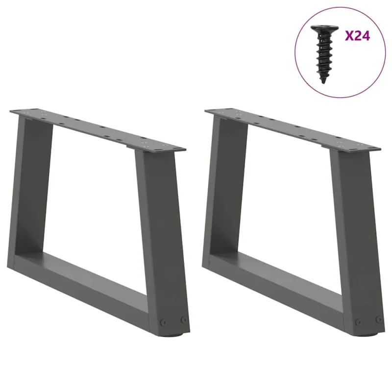 Kavos staliuko kojelės, V formos, 2 vnt., antracito spalvos, 60x(30-31,3) cm, plienas