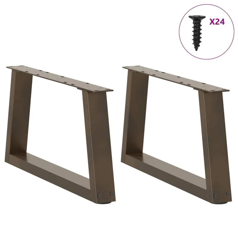 Kavos staliuko kojelės, V formos, 2 vnt., natūralus plienas, 70x(30-31,3) cm, plienas