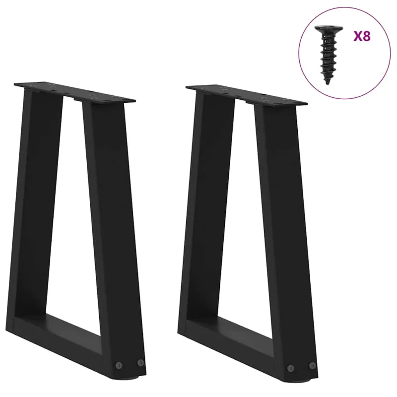 Kavos staliuko kojelės, V formos, 2 vnt., juodos, 28x(42-43,3) cm, plienas