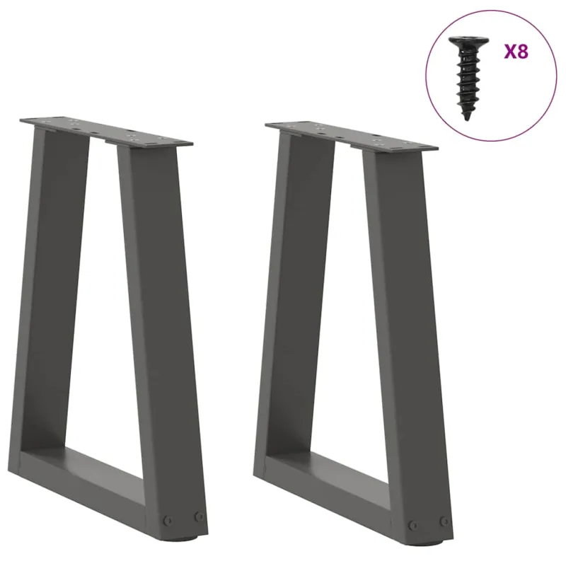 Kavos staliuko kojelės, V formos, 2 vnt., antracito spalvos, 28x(42-43,3) cm, plienas