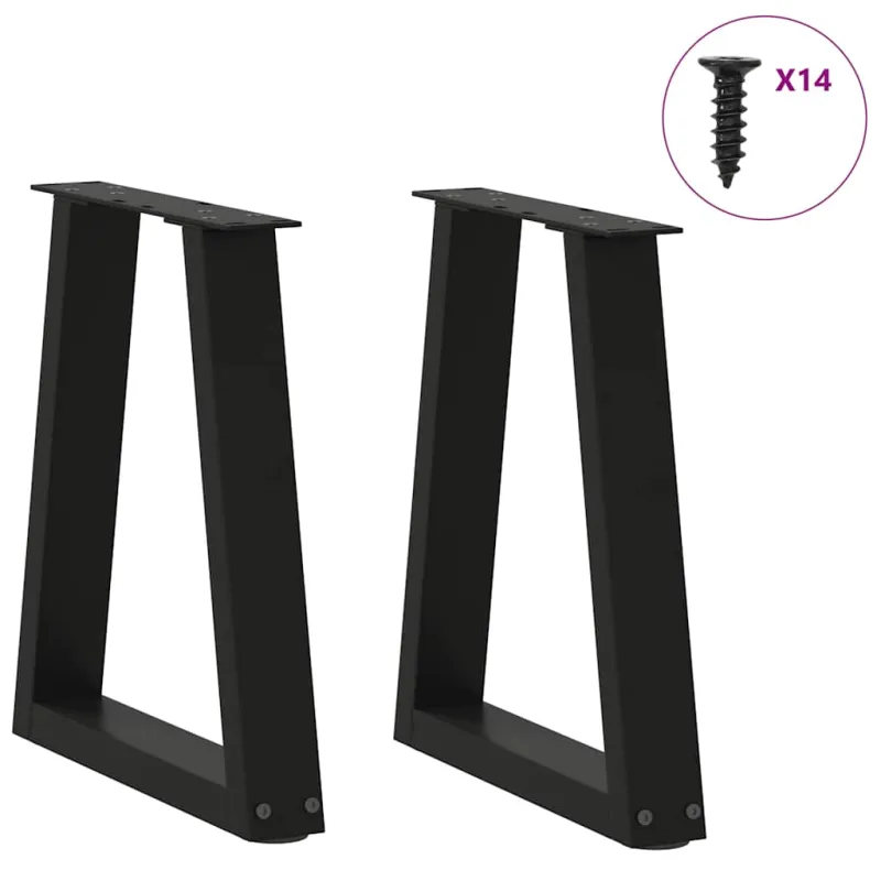 Kavos staliuko kojelės, V formos, 2 vnt., juodos, 38x(42-43,3) cm, plienas
