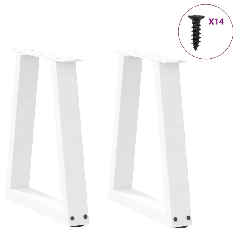 Kavos staliuko kojelės, V formos, 2 vnt., baltos, 38x(42-43,3) cm, plienas