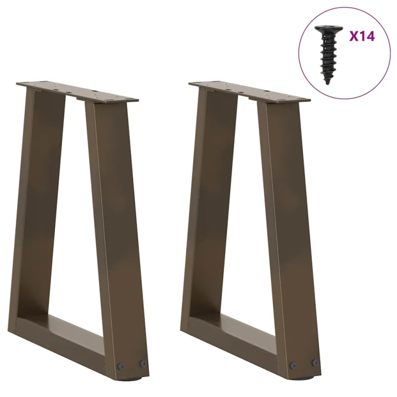 Kavos staliuko kojelės, V formos, 2 vnt., natūralus plienas, 38x(42-43,3) cm, plienas