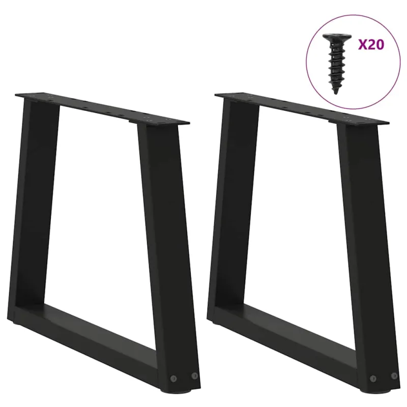 Kavos staliuko kojelės, V formos, 2 vnt., juodos, 50x(42-43,3) cm, plienas