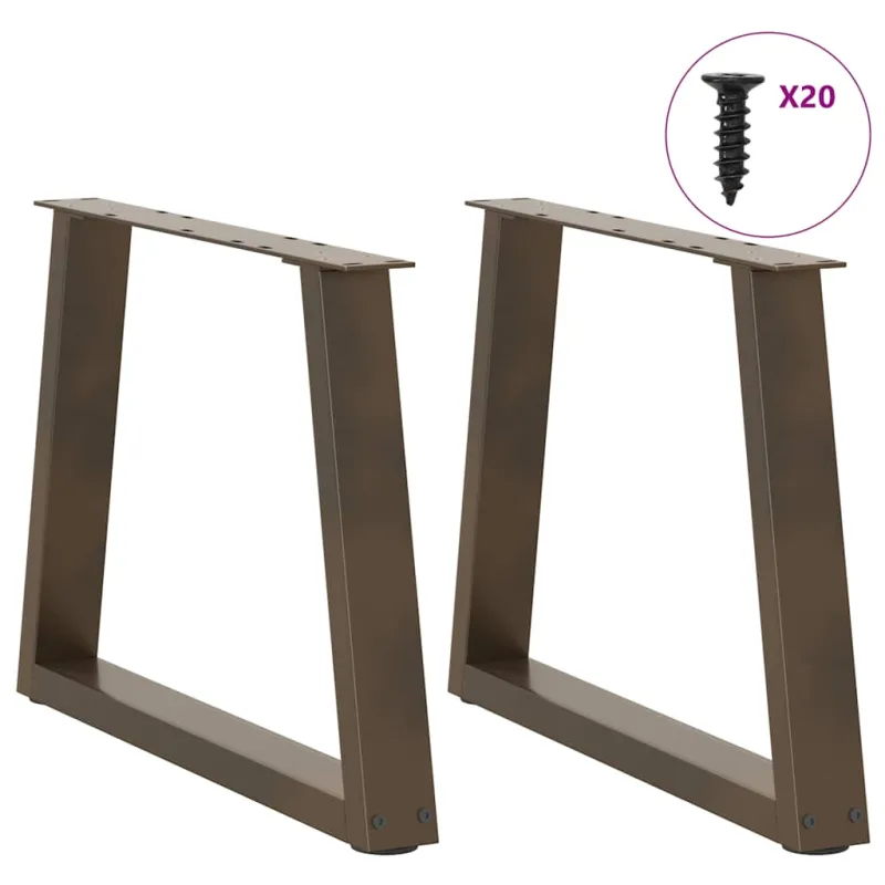Kavos staliuko kojelės, V formos, 2 vnt., natūralus plienas, 50x(42-43,3) cm, plienas