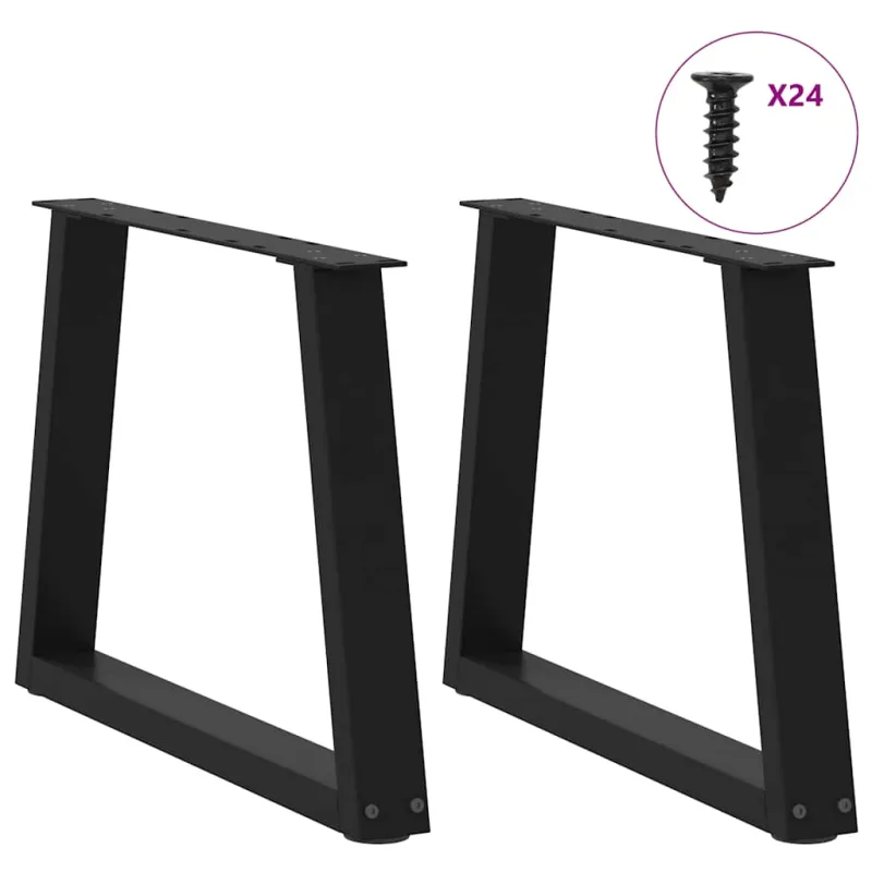 Kavos staliuko kojelės, V formos, 2 vnt., juodos, 60x(42-43,3) cm, plienas