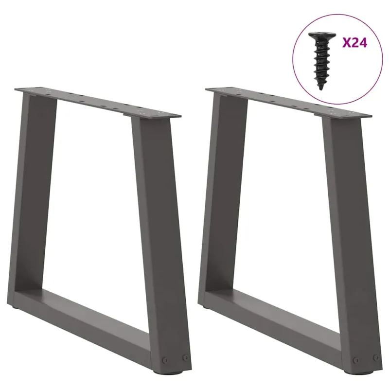 Kavos staliuko kojelės, V formos, 2 vnt., antracito spalvos, 60x(42-43,3) cm, plienas