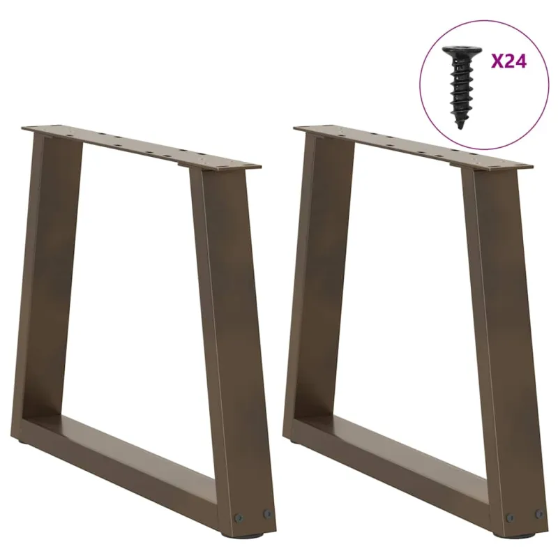Kavos staliuko kojelės, V formos, 2 vnt., natūralus plienas, 60x(42-43,3) cm, plienas