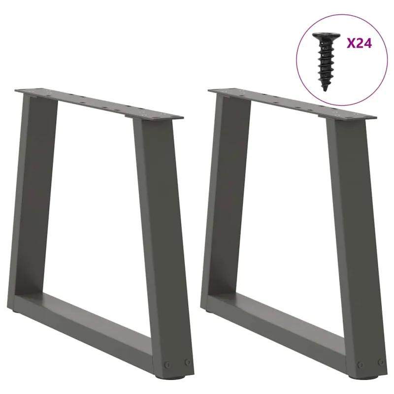 Kavos staliuko kojelės, V formos, 2 vnt., antracito spalvos, 70x(42-43,3) cm, plienas
