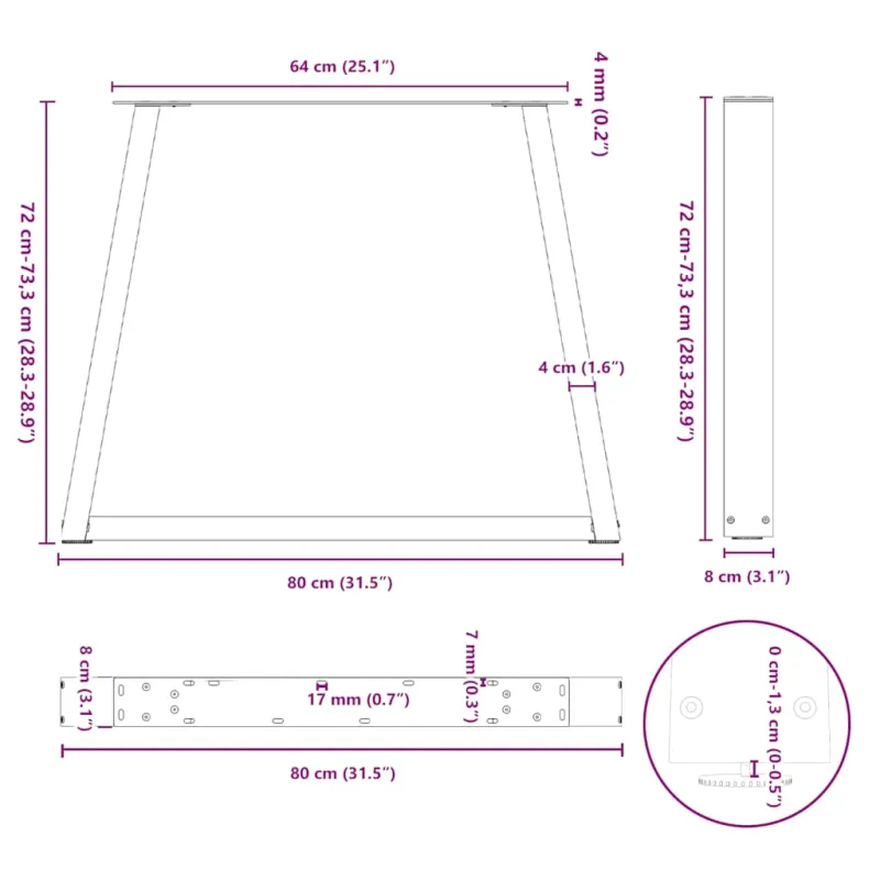 Valgomojo stalo kojelės, 2 vnt., baltos, 80x(72-73,3) cm, plienas, V formos