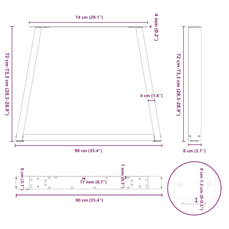 Valgomojo stalo kojelės, 2 vnt., baltos, 90x(72-73,3) cm, plienas, V formos