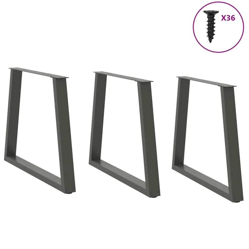 Valgomojo stalo kojos, V formos, 3 vnt., antracito spalvos, 70x(72-73,3) cm, plienas