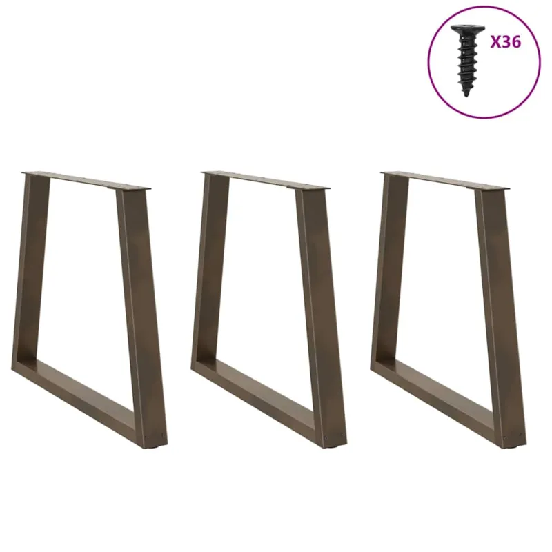 Valgomojo stalo kojelės, V formos, 3 vnt., natūralus plienas, 70x(72-73,3) cm, plienas