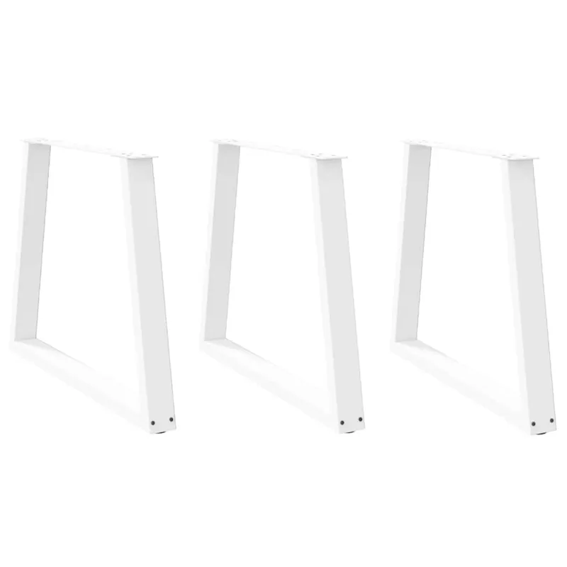 Valgomojo stalo kojelės, 3 vnt., baltos, 80x(72-73,3) cm, plienas, V formos