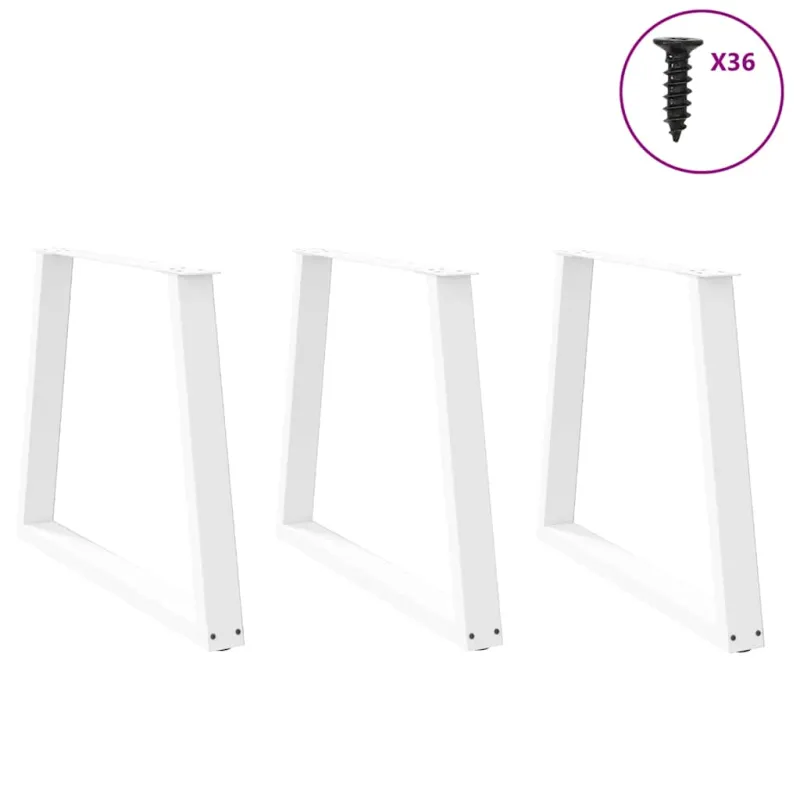 Valgomojo stalo kojelės, 3 vnt., baltos, 80x(72-73,3) cm, plienas, V formos