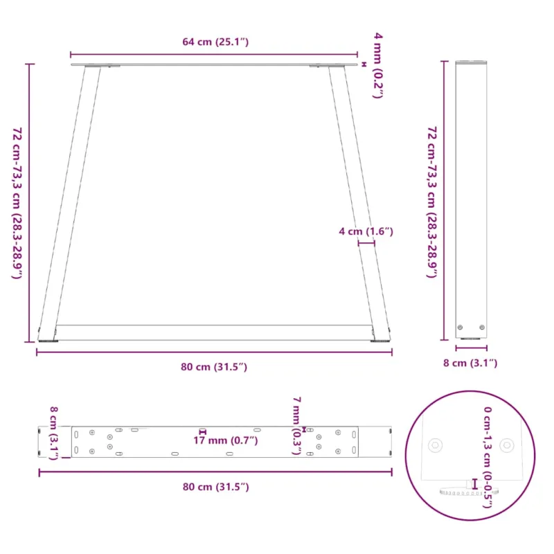 Valgomojo stalo kojelės, 3 vnt., baltos, 80x(72-73,3) cm, plienas, V formos