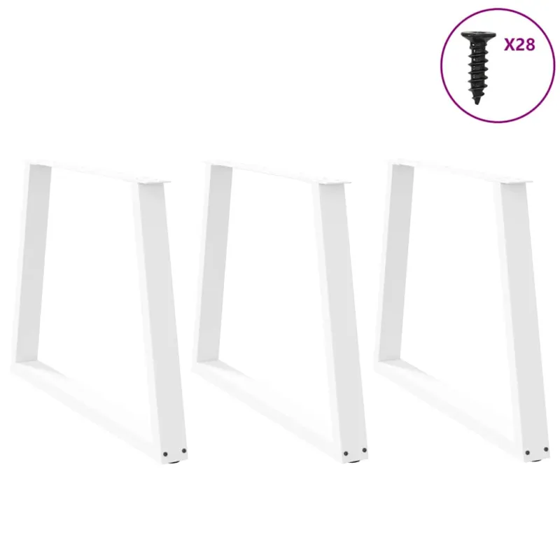 Valgomojo stalo kojelės, 3 vnt., baltos, 90x(72-73,3) cm, plienas, V formos