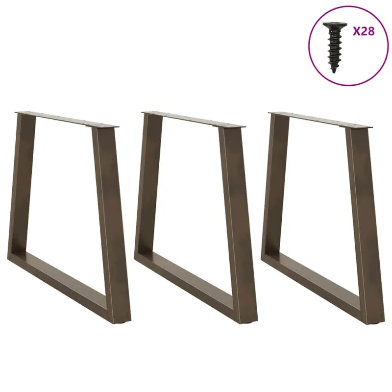 Valgomojo stalo kojelės, V formos, 3 vnt., natūralus plienas, 90x(72-73,3) cm, plienas