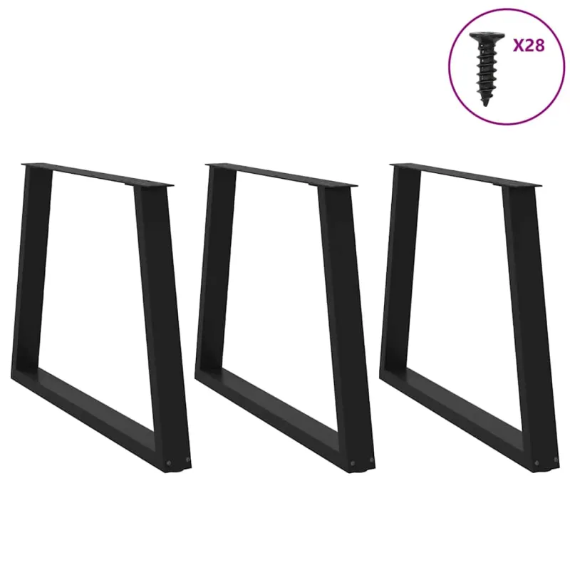 Valgomojo stalo kojos, V formos, 3 vnt., juodos, 100x(72-73,3) cm, plienas