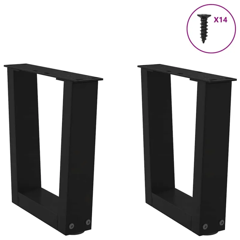 Kavos staliuko kojelės, V formos, 2 vnt., juodos, 30x(30-31,3) cm, plienas