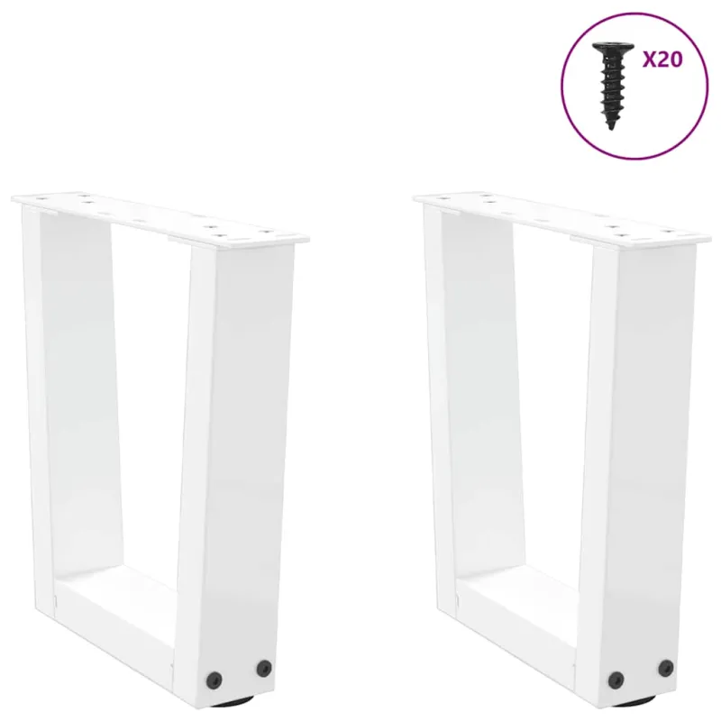Kavos staliuko kojelės, V formos, 2 vnt., baltos, 40x(30-31,3) cm, plienas